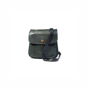 Vintage COACH Bag Green Leather Sidepack Crossbody 9979 USA
